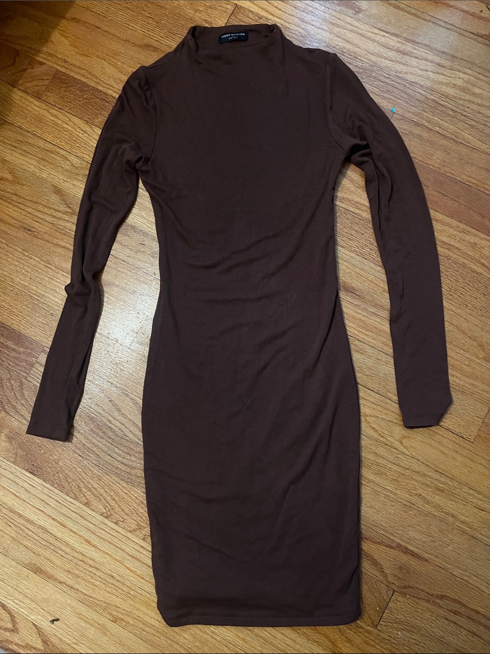 naked wardrobe Dark Brown Long-Sleeve Bodycon Dress